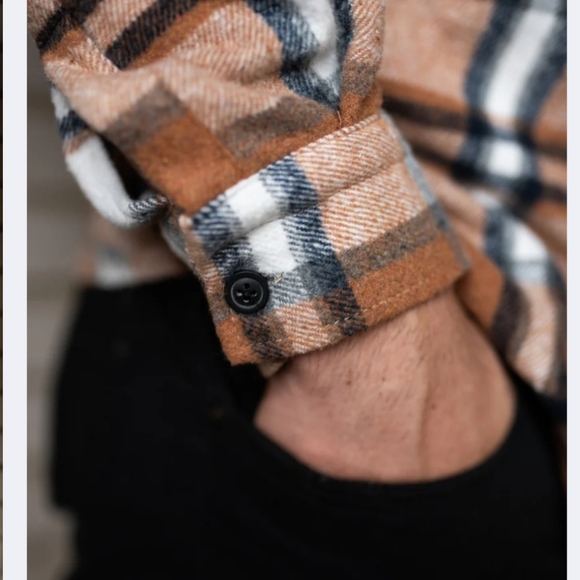 Neutral Plaid Heavy Flannel Shacket size XL - Picture 4 of 14